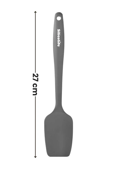 Silicolife Kaşık Spatula, Isıya Dayanıklı Yanmaz Yapışmaz Tek Parça Silikon Kaşık Spatula 27cm Antrasit - 2