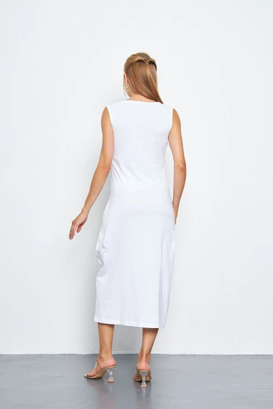 Uzun Kolsuz Elbise Astarı %100 Pamuk Içlik Jüpon Kombinezon - 8