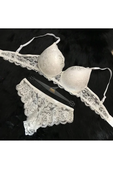 Kadın Bordo Dantelli Destekli Bralet Sütyen Takım - Resim 2