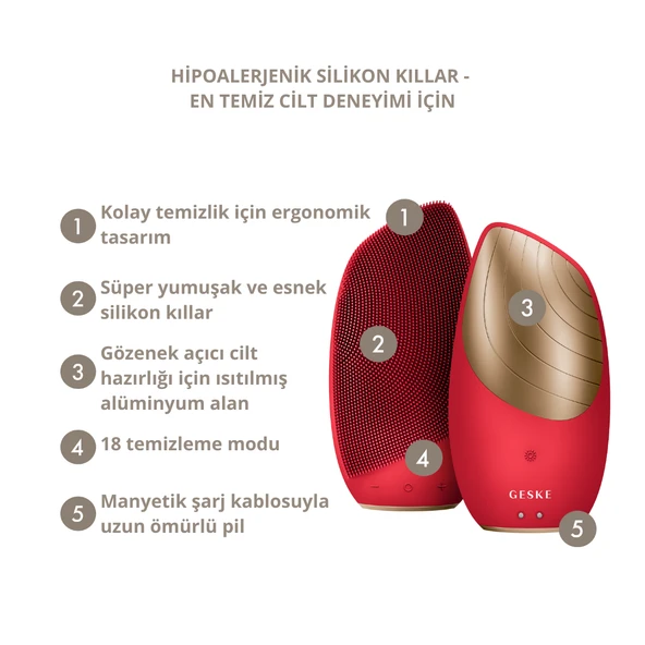 Titreşimli Yüz Temizleme ve Isılı Masaj Cihazı  Sonic Thermo Facial Brush - Resim 2
