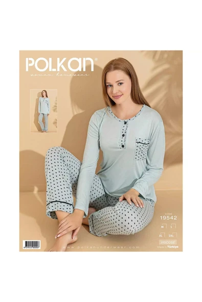 Düğmeli Viscon Pijama Takımı - 1