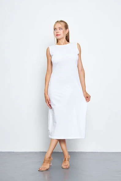 Uzun Kolsuz Elbise Astarı %100 Pamuk Içlik Jüpon Kombinezon - 2