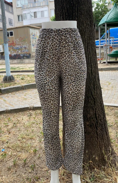 Kadın Leopar Desenli Kısa Kollu Pijama Takım - 5791 - STL MODA - 3