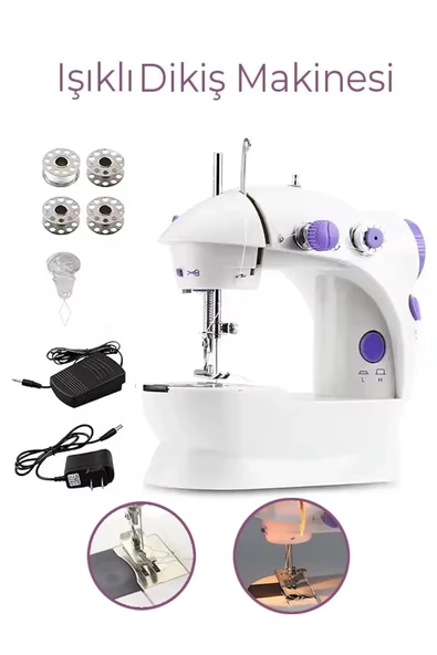 Taşınabilir Portatif Mini Ev Tipi Dikiş Makinesi Güçlü ve Sessiz Pedallı Sewing Dikiş Nakış Makinası
