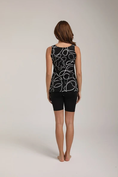 Chelly Kadın Desenli Askılı Taytlı Tankini S 5700 Siyah - 7