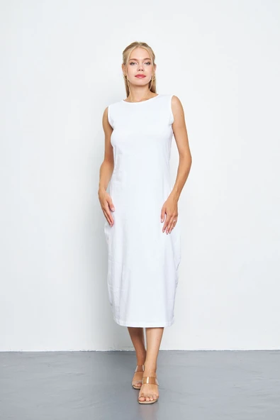 Uzun Kolsuz Elbise Astarı %100 Pamuk Içlik Jüpon Kombinezon - 3