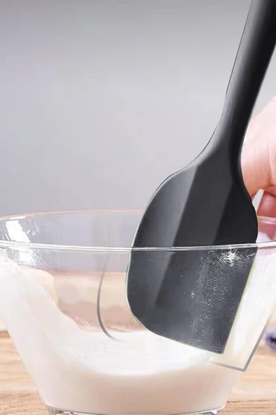 Silicolife Büyük Spatula, Isıya Dayanıklı Yanmaz Yapışmaz Tek Parça Silikon Spatula 26cm Siyah - 3