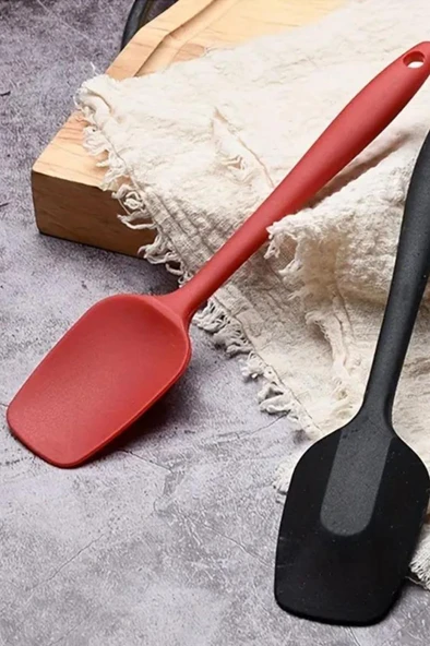 Silicolife Kaşık Spatula, Isıya Dayanıklı Yanmaz Yapışmaz Tek Parça Silikon Kaşık Spatula 27cm Kırmızı - 3
