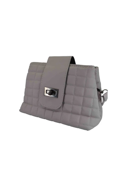 Suni Deri Kilitli Büyü Hacmi Kare Nakışlı 15*25 Cm Kadın Omuz Çantası B100002 - 5