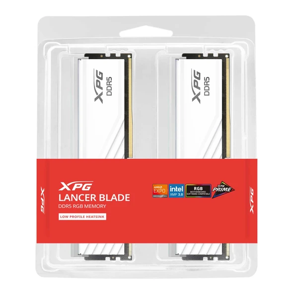 XPG Lancer Blade RGB 48GB (2x24GB) DDR5 6400Mhz CL32 AX5U6400C3224G-DTLABRWH Beyaz Dual Kit Ram - 4