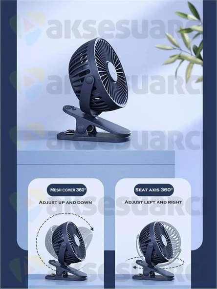 Aksesuarcı Mandallı Şarjlı 3 Modlu Mini Fan Vantilatör Sıkıştırma - 4