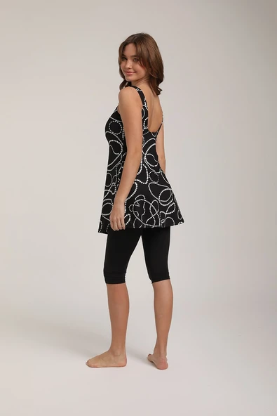 Chelly Kadın Desenli Taytlı Elbise Mayo S 5720 - 5725 Siyah - 6