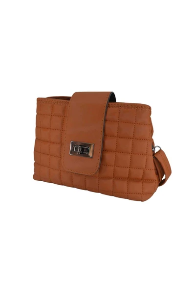Suni Deri Kilitli Büyü Hacmi Kare Nakışlı 15*25 Cm Kadın Omuz Çantası B100002 - 7