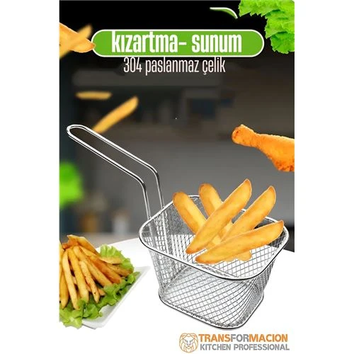 Modacar Patates Kızartma Süzgeci - Sunum Süzgeci 304 Paslanmaz Çelik