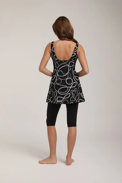 Chelly Kadın Desenli Taytlı Elbise Mayo S 5720 - 5725 Siyah - 7