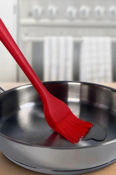 Silicolife Yumurta Fırçası, Isıya Dayanıklı Yanmaz Yapışmaz Tek Parça Silikon Fırça 21cm Kırmızı - 3