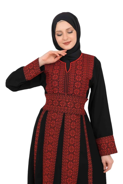 Filistin Özel Nakışlı Geleneksel Filistin Kadın Elbise M-3xl C100001 - 6