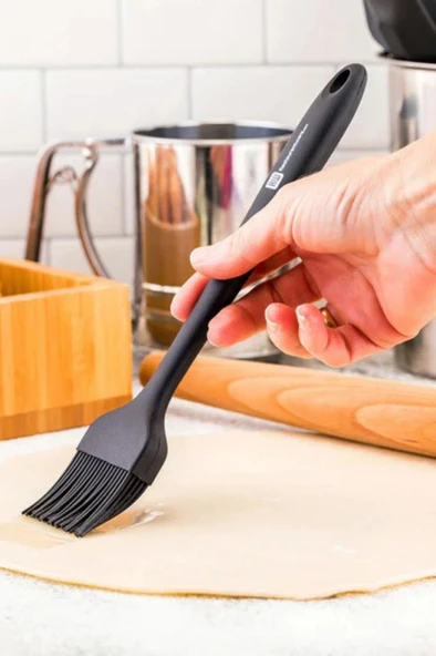 Silicolife Yumurta Fırçası, Isıya Dayanıklı Yanmaz Yapışmaz Tek Parça Silikon Fırça 21cm Siyah - 5