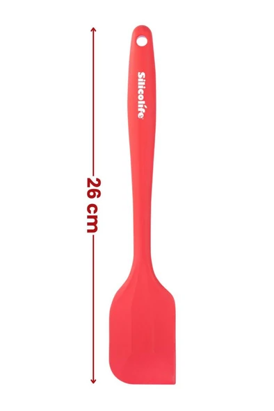 Silicolife Büyük Spatula, Isıya Dayanıklı Yanmaz Yapışmaz Tek Parça Silikon Spatula 26cm Kırmızı - 2