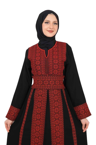 Filistin Özel Nakışlı Geleneksel Filistin Kadın Elbise M-3xl C100001 - 5