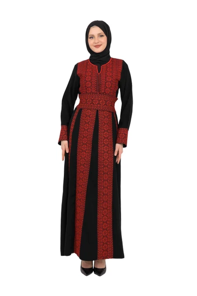 Filistin Özel Nakışlı Geleneksel Filistin Kadın Elbise M-3xl C100001 - 2