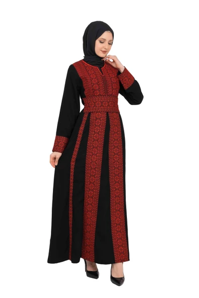Filistin Özel Nakışlı Geleneksel Filistin Kadın Elbise M-3xl C100001 - 4