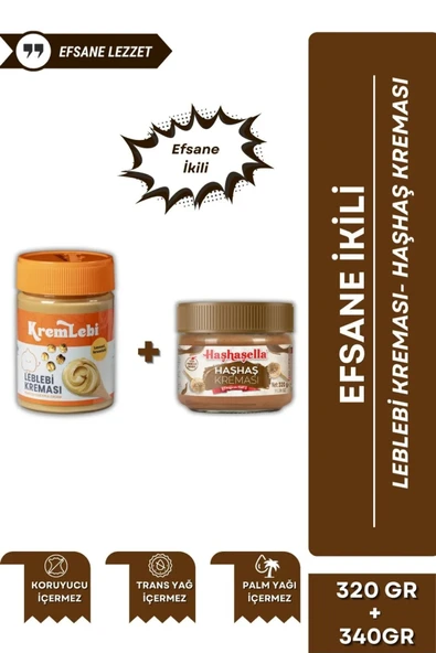 2'li Set Kahvaltılık Sürülebilir Katkısız 340gr Leblebi Kreması + Haşhaş Kreması 320gr