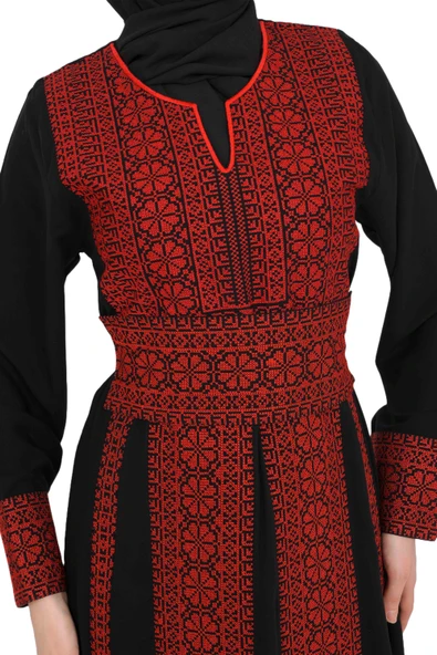 Filistin Özel Nakışlı Geleneksel Filistin Kadın Elbise M-3xl C100001 - 7