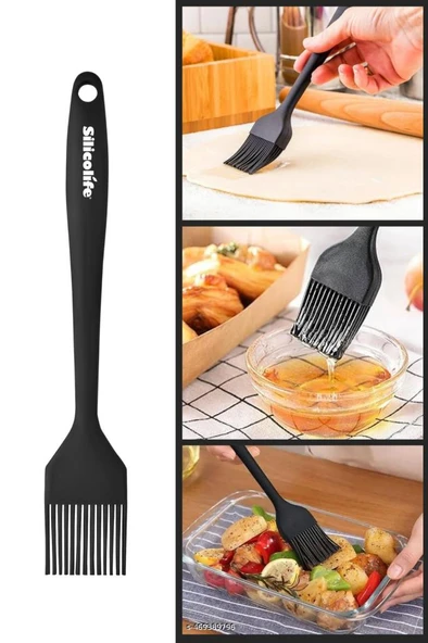 Silicolife Yumurta Fırçası, Isıya Dayanıklı Yanmaz Yapışmaz Tek Parça Silikon Fırça 21cm Siyah ürün görseli 1