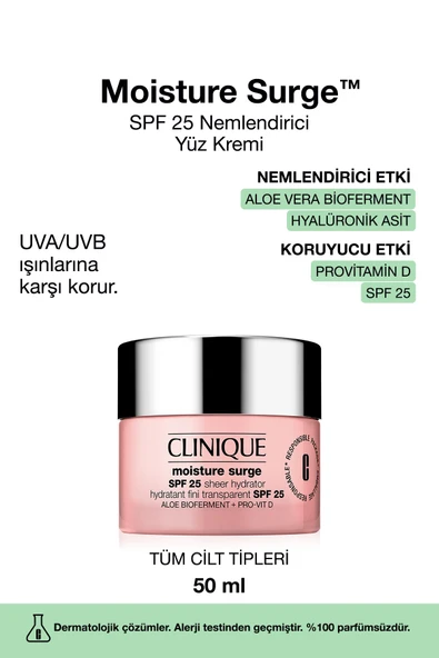 CLİNİQUE Cilt Bakım Seti - Moisture Surge SPF25 Nemlendirici 50ml, Nem Maskesi 30ml, Yüz Spreyi 30ml - Resim 3