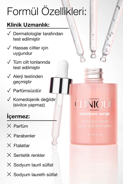 CLİNİQUE Moisture Surge™ Active Glow Işıltı Serumu 30ml | C Vitamini, Hyalüronik Asit, Laktik Asit - 7