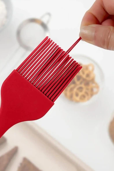 Silicolife Yumurta Fırçası, Isıya Dayanıklı Yanmaz Yapışmaz Tek Parça Silikon Fırça 21cm Kırmızı - 5