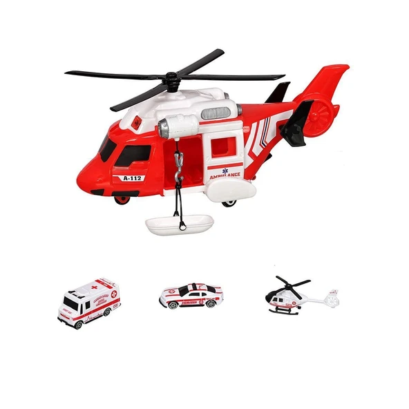 ERN-2004 HEROES TOYS HELİKOPTER AMBULANS SETİ ARABALI - 2
