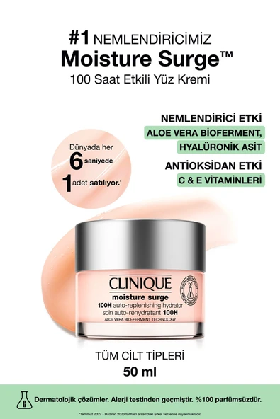CLİNİQUE Moisture Surge™ Megastars 3 Ürünlü Nemlendirici Seti - Yüz Kremi 50ml, Maske 30ml, Balm 7ml, Çanta - 3