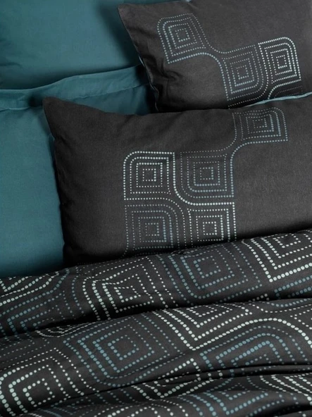 Cotton Box Dark Çift Kişilik Nevresim Takımı Noche Petrol - Resim 2