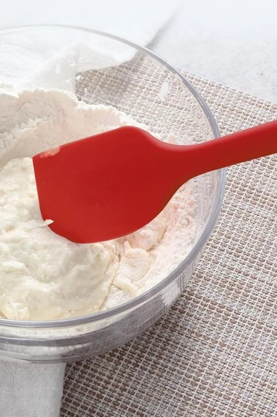 Silicolife Büyük Spatula, Isıya Dayanıklı Yanmaz Yapışmaz Tek Parça Silikon Spatula 26cm Kırmızı - 4