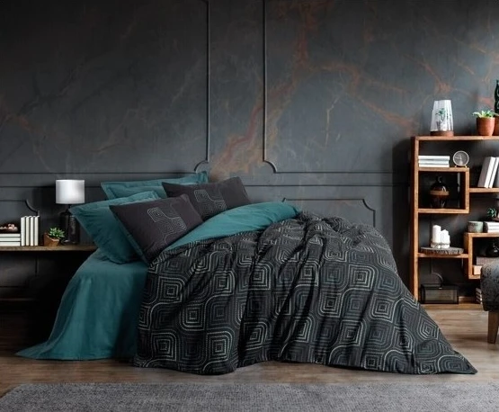 Cotton Box Dark Çift Kişilik Nevresim Takımı Noche Petrol ürün görseli