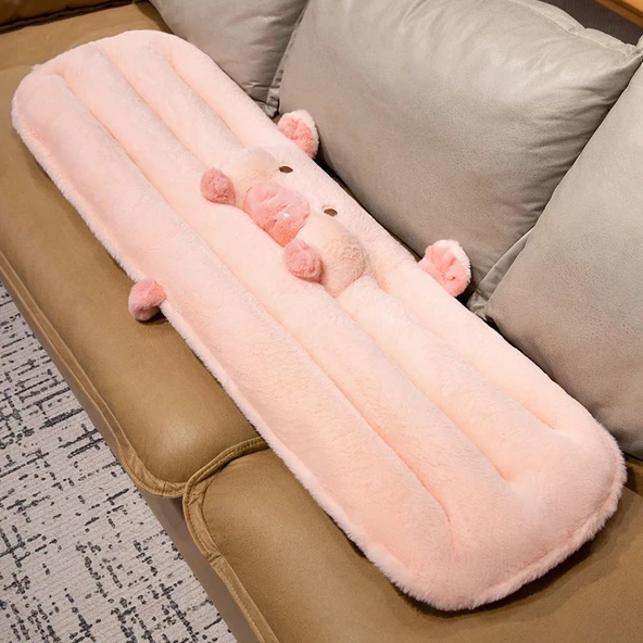 Çizgi Film Peluş Bağlantılı Minder - Pembe Domuz Arka Koltuk 130*45