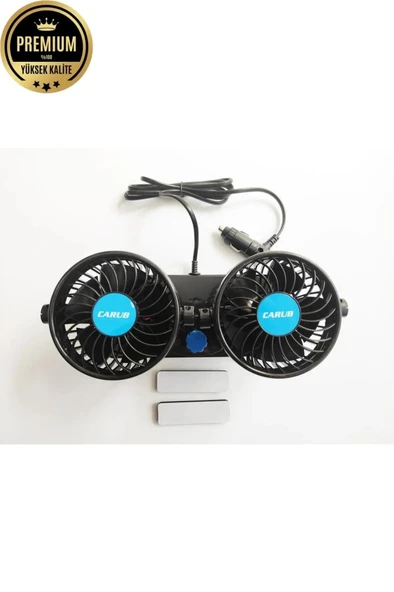 12 Volt Araç Içi Torpido Üstü Çift Fanlı Oto Vantilatör 360° Dönebilir 0607