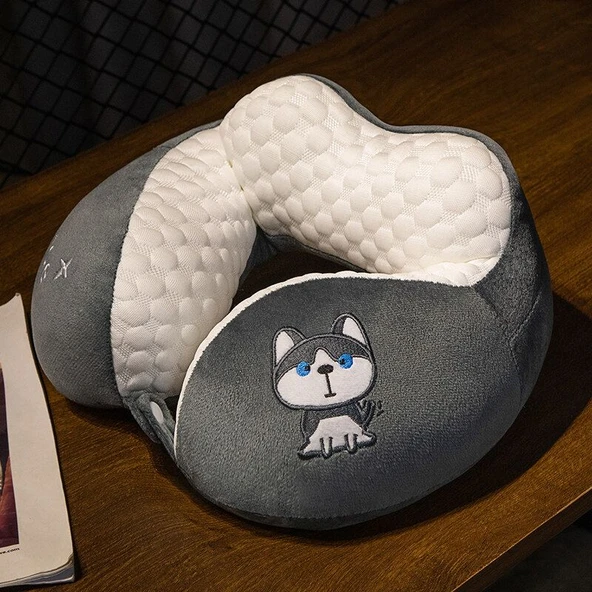 Husky Desenli U Şekilli Boyun Yastığı - 30x28x10cm