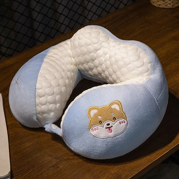 Shiba Inu Desenli U Şekilli Boyun Yastığı - 30x28x10cm