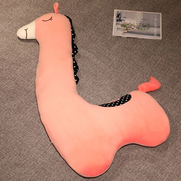Koyu Pembe Alpaka Peluş Yastık - 70cm
