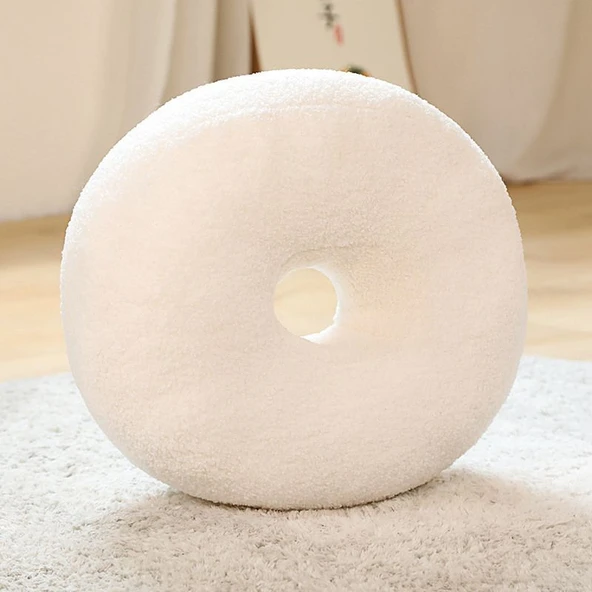 Beyaz Donut Peluş Yastık - INS Tarzı Ev Dekor
