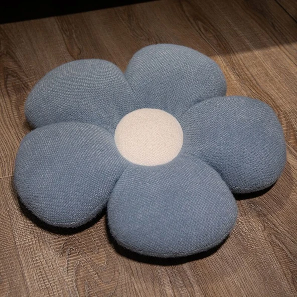 Çiçek Yaprağı Peluş Minder - Mavi - 40cm