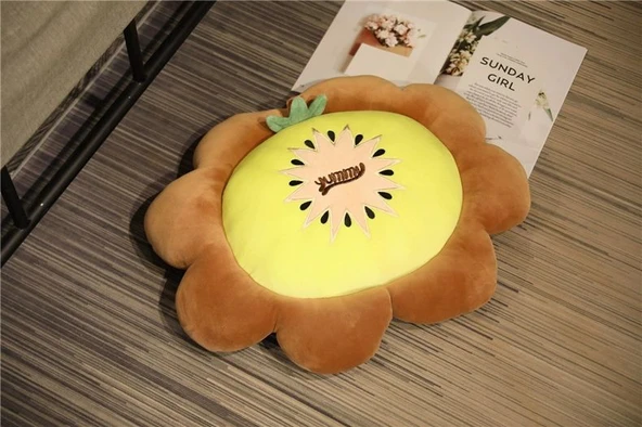 Çiçek Peluş Yastık - Kivi Desenli - 55cm - 5