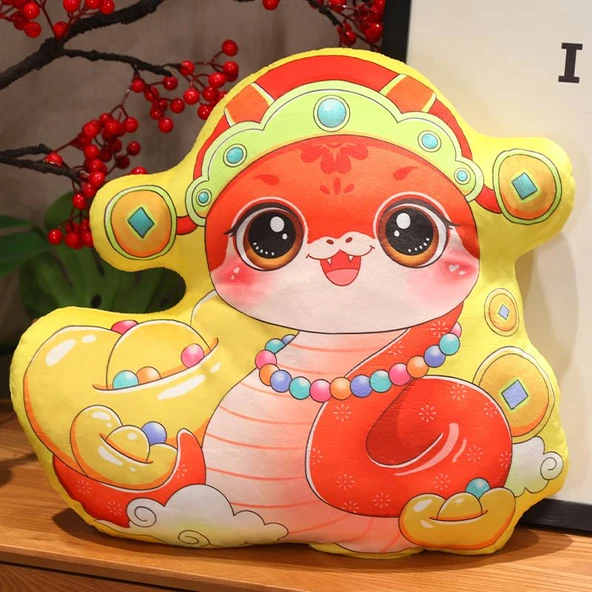 Çin Yeni Yılı Bereket Peluş Yastık 40cm - Altın Yılan Bolluğu - 6