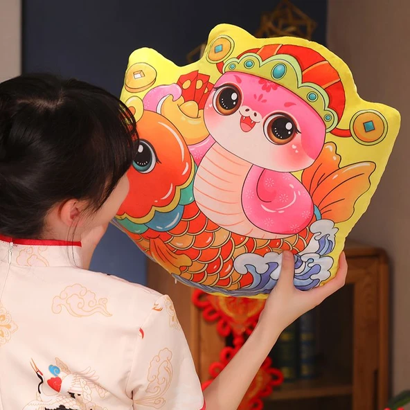 Çin Yeni Yılı Bereket Peluş Yastık 40cm - Altın Yılan Bolluğu - 11