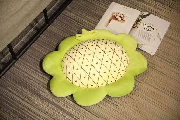 Çiçek Peluş Yastık - Kivi Desenli - 55cm - 4