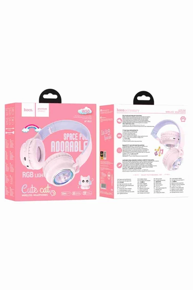 Hoco W50 Cute Fun Bluetooth 5.3 RGB Kablosuz Kulaklık - 8