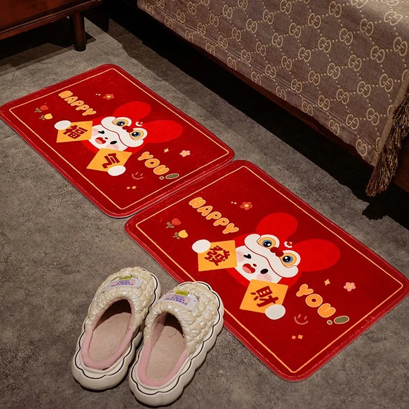 Yeni Yıl Temalı Paspas - Hao Shi Fasheng Desenli 40x60cm - Resim 12